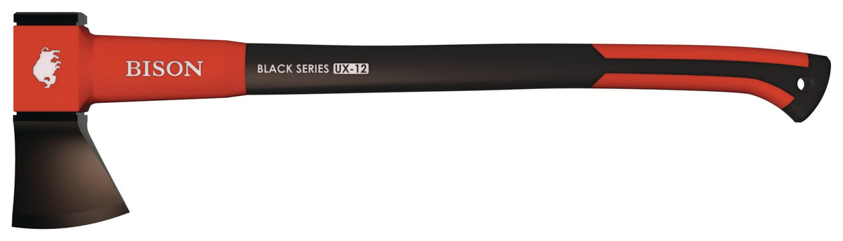 BISON Universalaxt Black Series UX12, 700 mm Stiel, 2200 g – Kraftvolle Forst- und Gartenarbeit