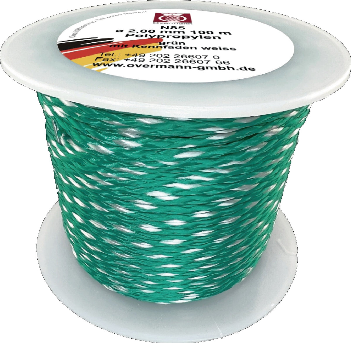 OVERMANN Maurerschnur 50 m x 1,2 mm, 25 kg Reißkraft, grün/weiß, geflochten