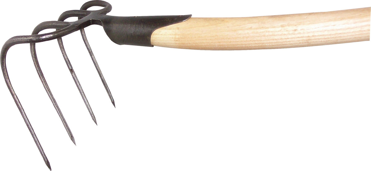 Dunghacke Zinken-L. 210 mm mit Federdülle und Stiel von KRUMPHOLZ – 4 runde Zinken, 1200 g