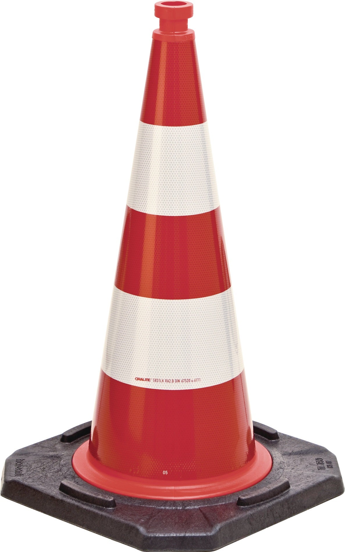 NORDWEST Leitkegel H.500mm mit 2 Streifen Typ A (RA1), TL+BASt, 3,20 kg, 33x33cm
