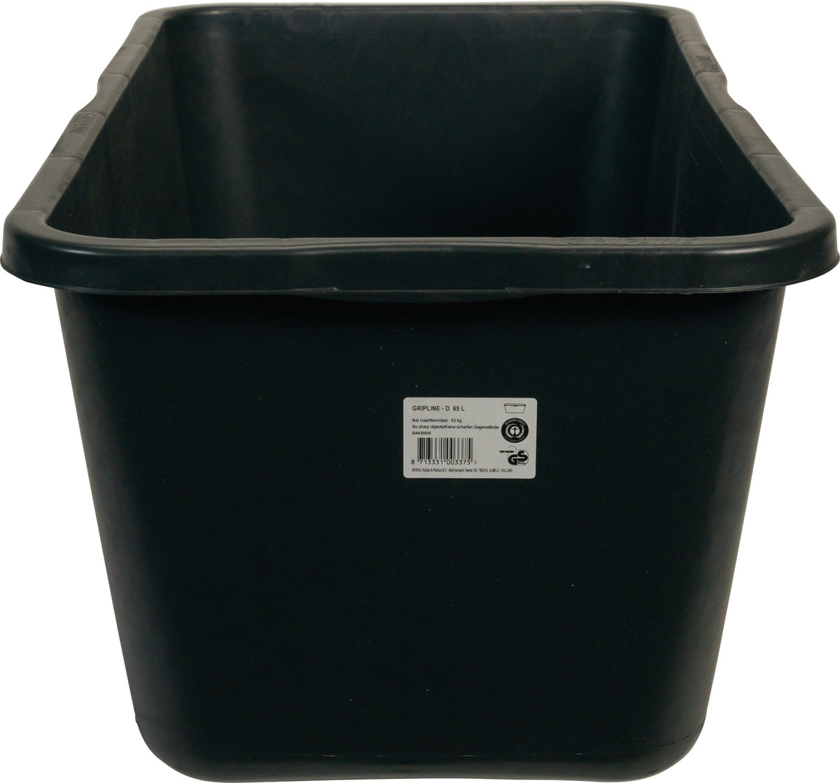 BERDAL Mörtelkasten GRIPLINE-D 65l schwarz – 4 Griffe & L-Skala