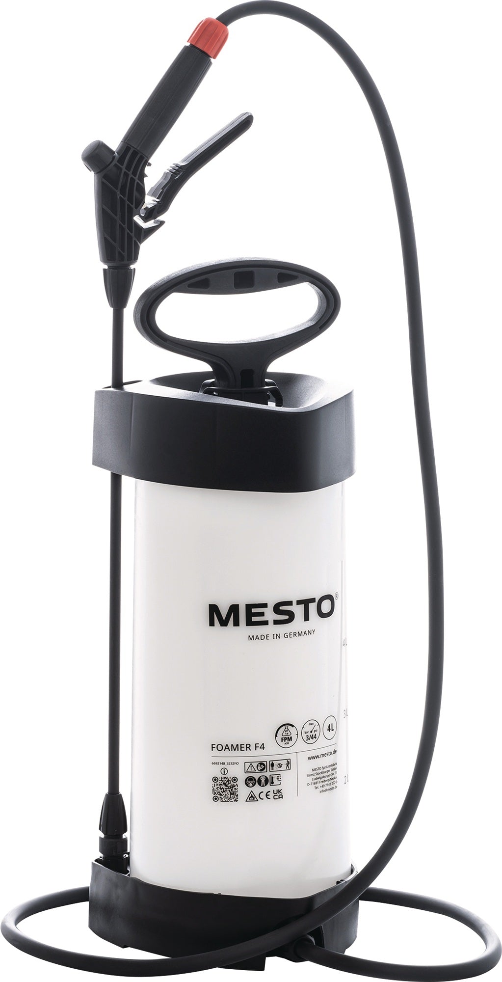 MESTO Drucksprühgerät FOAMER 4 l – Profi Schaumsprüher mit 3 bar, FPM-Dichtung, 2,5 m Schlauch