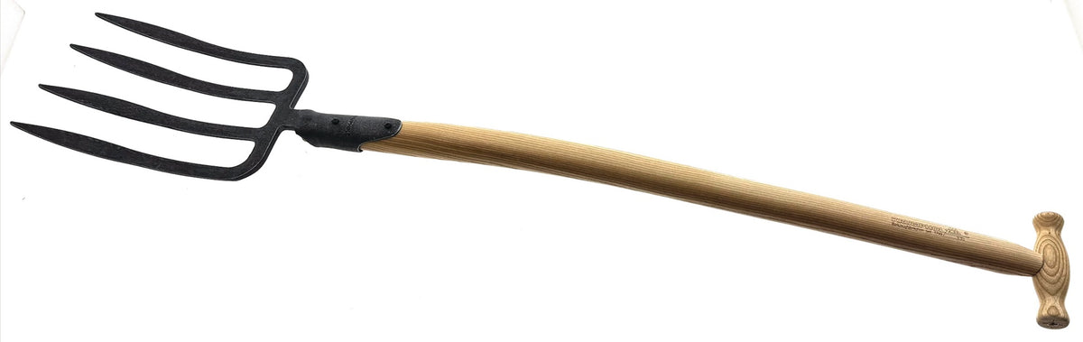 KRUMPHOLZ Spatengabel mit Federdülle, 4 Bajonettzinken, Zinkenlänge 250 mm, Gesamtlänge 1100 mm, Eschen-T-Stiel
