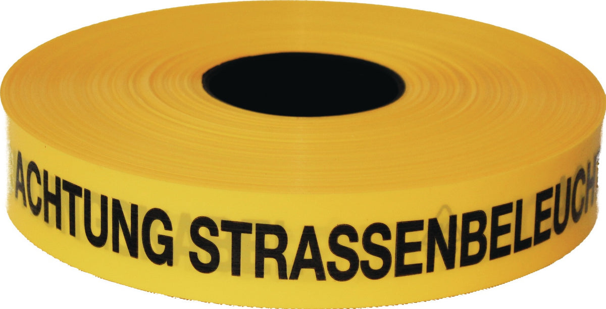 Trassenwarnband Achtung Starkstromkabel B.40mm L.250m gelb KELMAPLAST