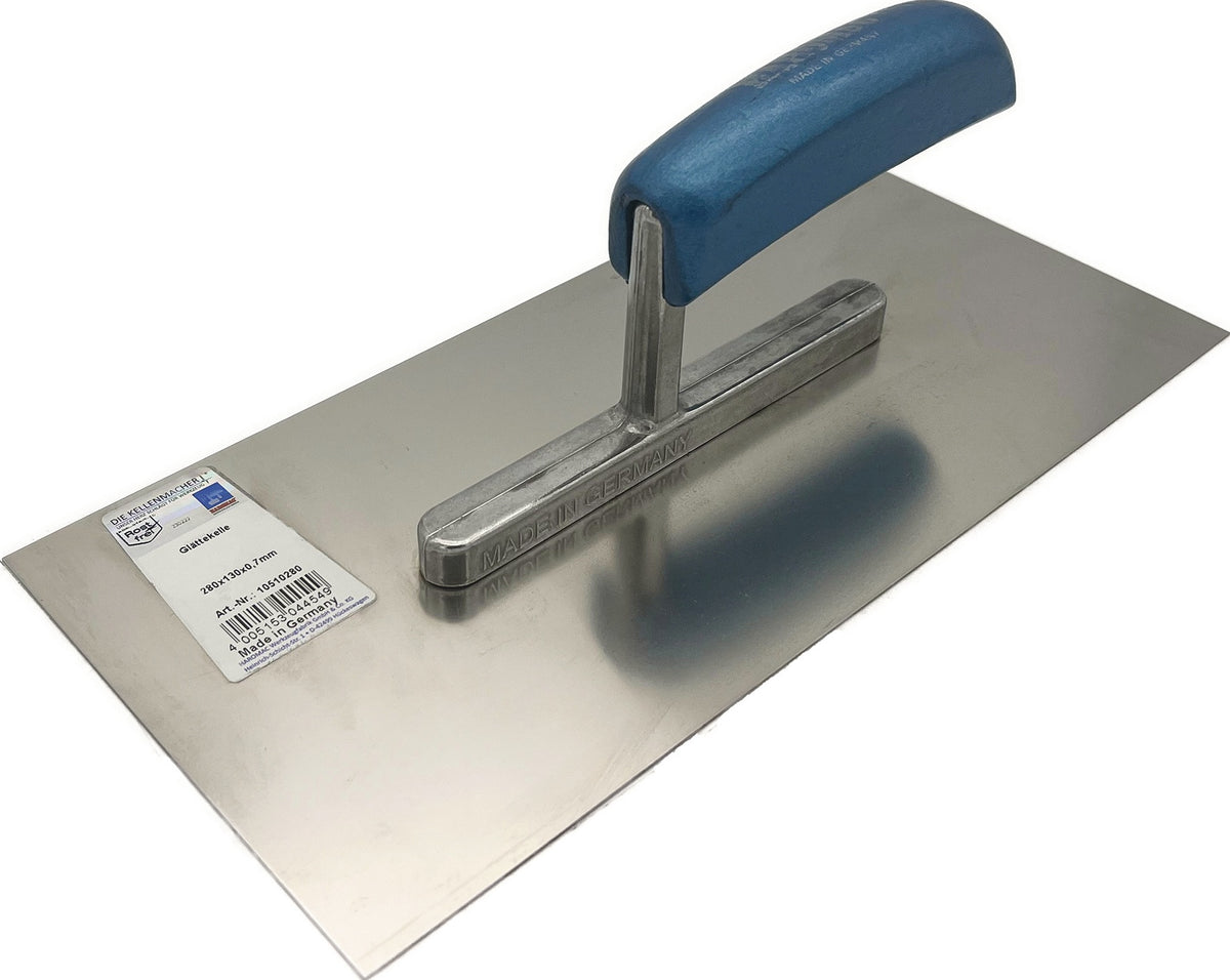 HAROMAC Glättekelle 280 mm x 130 mm mit Buchenholzgriff und rostfreiem Edelstahlblatt