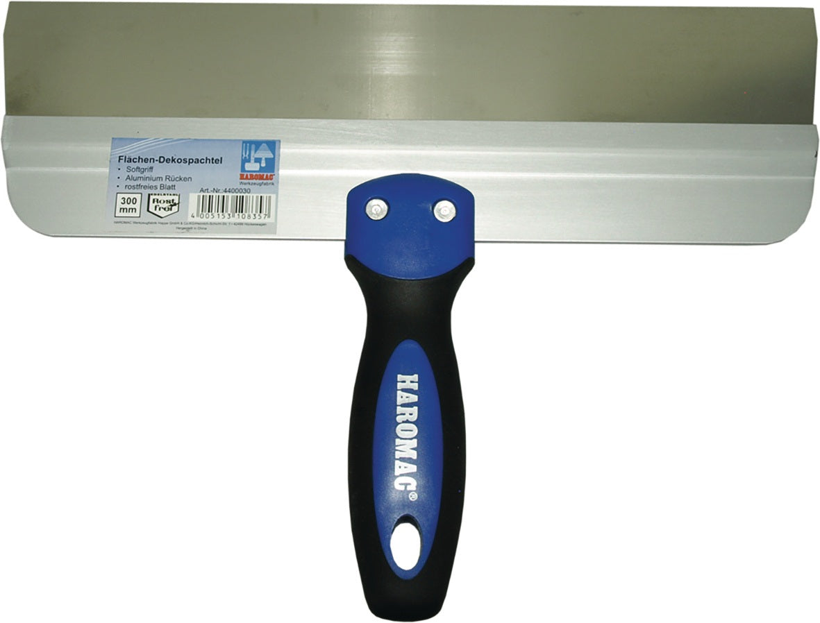 HAROMAC Flächendekorspachtel 250 mm mit 2K-Griff und rostfreiem Edelastahlblatt