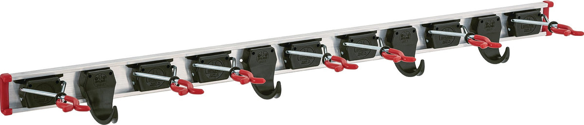 BRUNS Gerätehalter Führungsschiene 500 mm mit 2 Haken und 4 Haltern aus Aluminium