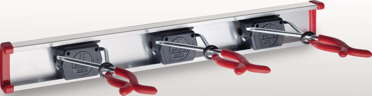 BRUNS Gerätehalter Führungsschiene 500 mm mit 2 Haken und 4 Haltern aus Aluminium