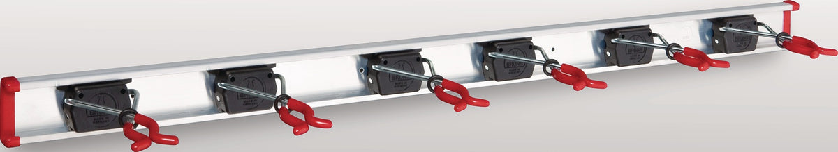 BRUNS Gerätehalter Führungsschiene 500 mm mit 2 Haken und 4 Haltern aus Aluminium