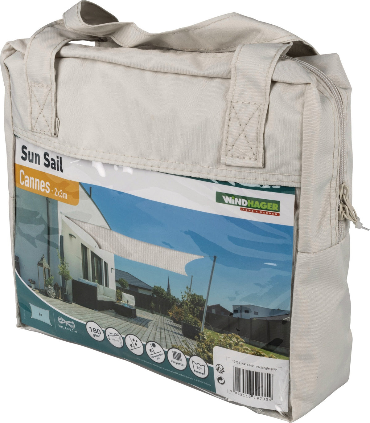 Sonnensegel CANNES RE 4x3 m anthrazit von WINDHAGER – UV-Schutz 50+, wind- und wasserabweisend