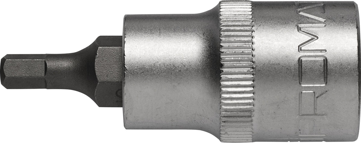 PROMAT Steckschlüsseleinsatz 1/2 Zoll Innen-6-kant SW 6 mm, Länge 90 mm, Chrom-Vanadium-Stahl