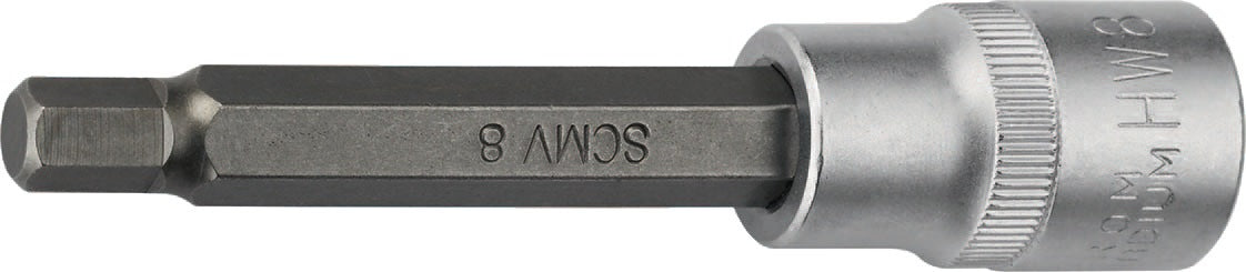 PROMAT Steckschlüsseleinsatz 1/2 Zoll Innen-6-kant SW 6 mm, Länge 90 mm, Chrom-Vanadium-Stahl