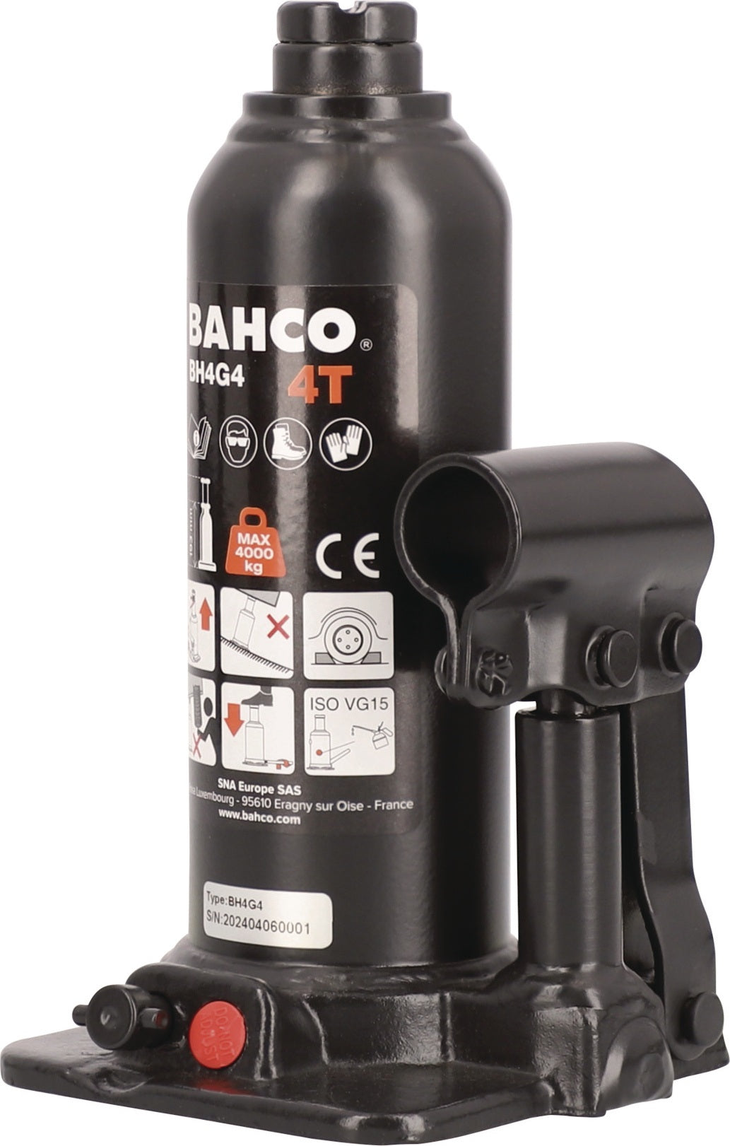 BAHCO Flaschenwagenheber 2 t Tragfähigkeit, 344 mm Hub, 181 mm Bauhöhe