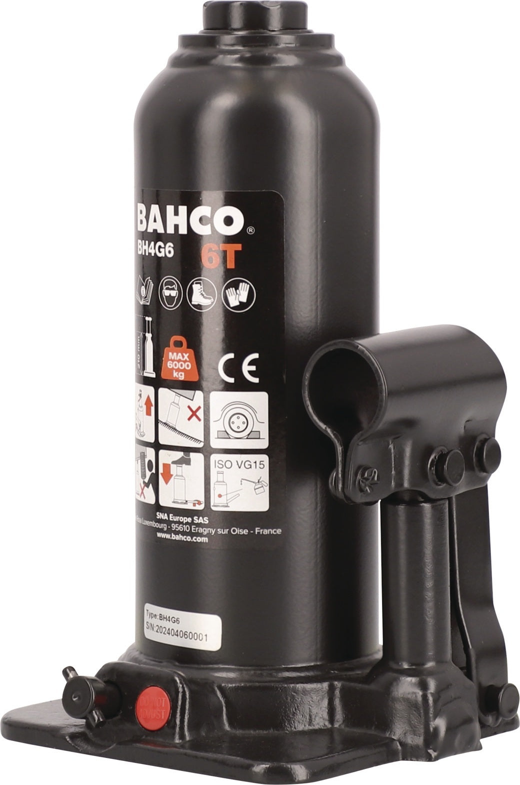 BAHCO Flaschenwagenheber 2 t Tragfähigkeit, 344 mm Hub, 181 mm Bauhöhe