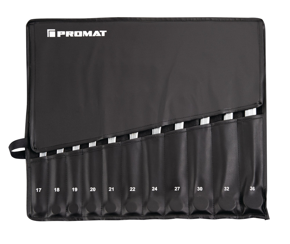 PROMAT Ringmaulschlüsselsatz 12-teilig SW 6-22 mm CV-Stahl verchromt in Rolltasche