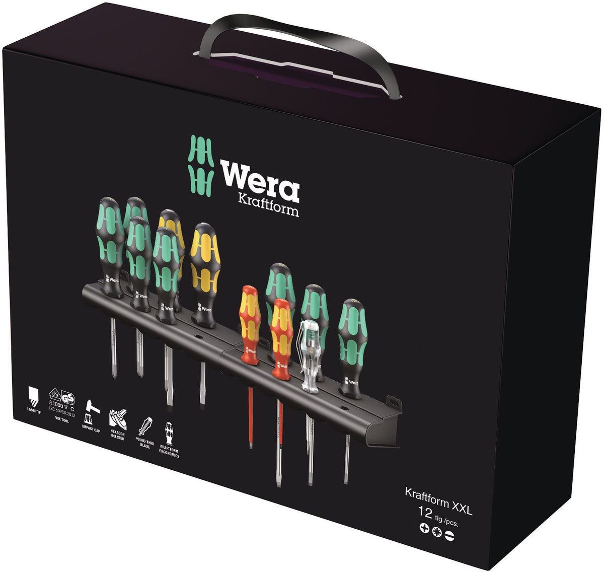 WERA Schraubendrehersatz Kraftform XXL 2 12-tlg. Schlitz/PH/PZD/TX mit Wandhaltern