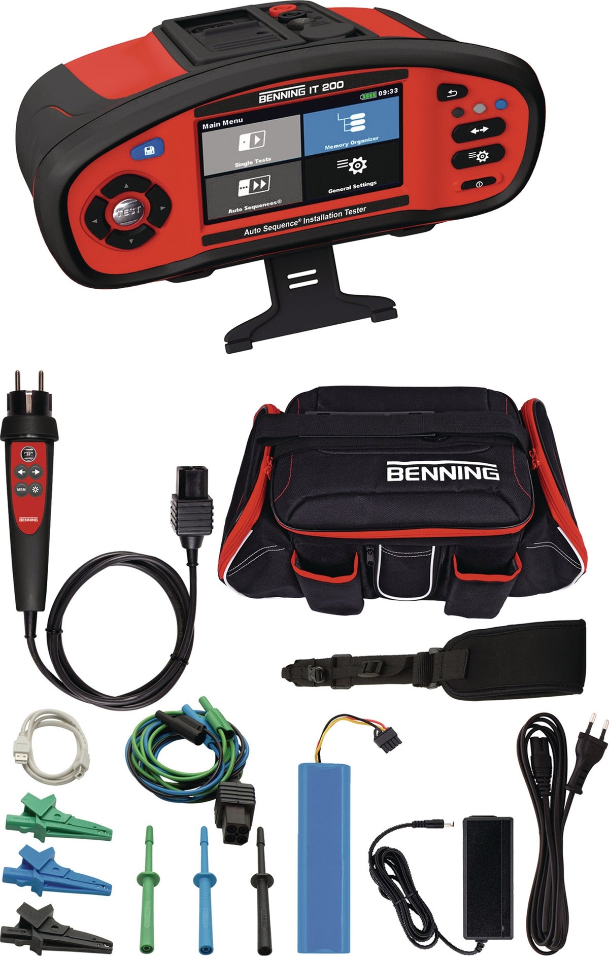 BENNING Gerätetester-Set IT 200 + EV 3-2 – Normkonforme Prüfung von Elektroanlagen & Wallboxen im L-Boxx Koffer