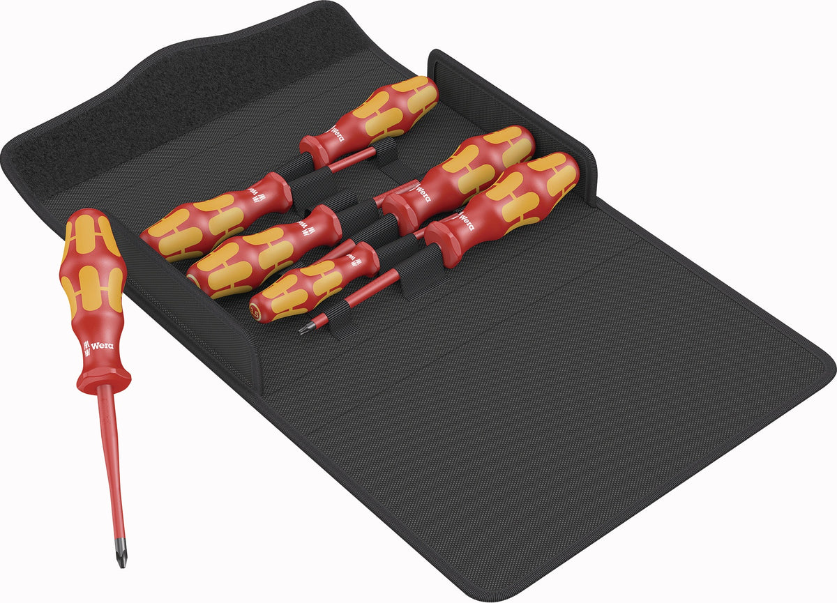 WERA Schraubendrehersatz Kraftform 100 iS/7 Set 1, 7-teilig, VDE-isoliert, SL/PH/PZD/TX