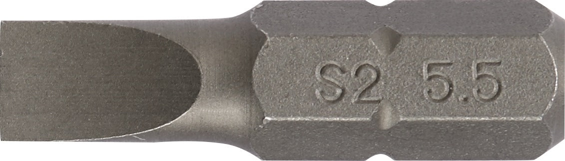 PROMAT Bit für Schlitzschrauben 5,5 mm, Länge 25 mm, 1/4 Zoll C6,3, S2-Stahl
