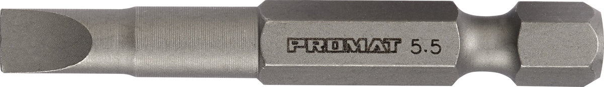 PROMAT Bit für Schlitzschrauben 5,5 mm, Länge 25 mm, 1/4 Zoll C6,3, S2-Stahl