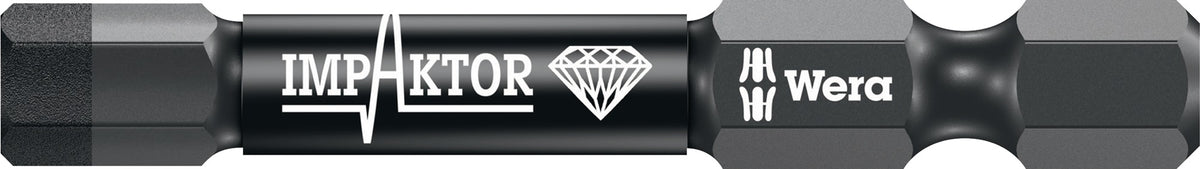 WERA Bit 851/1 IMP DC PH2, 25 mm, 1/4 Zoll C6,3 Impaktor, diamantbeschichtet, 10er Box