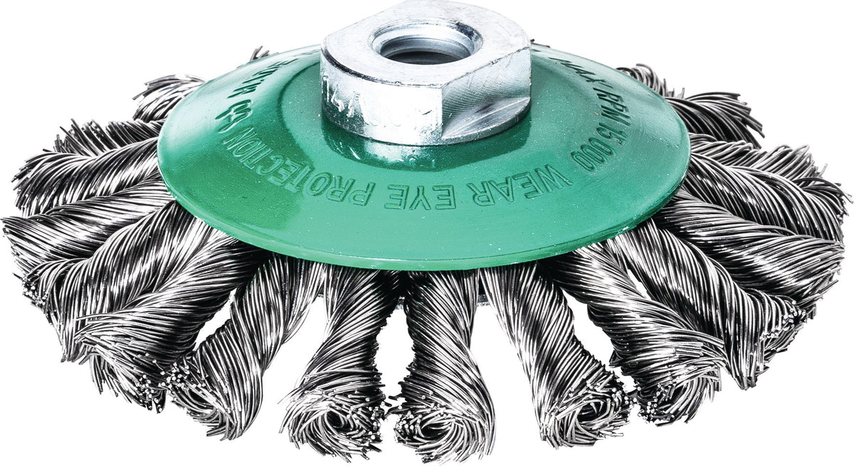 LESSMANN Kegelbürste Ø 115 mm M14 Stahldraht 0,5 mm für Winkelschleifer – 15000 min⁻¹