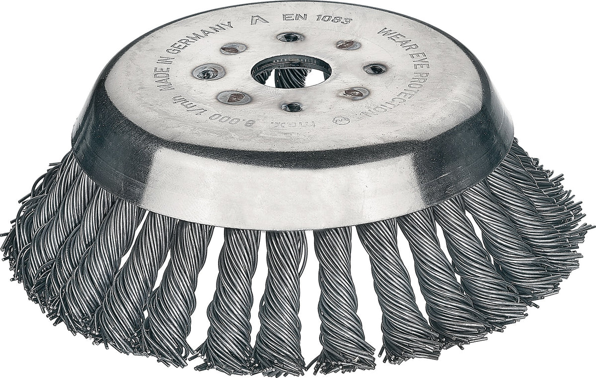 LESSMANN Kegelbürste 155 mm gezopft Stahldraht für Motorsensen und Unkrautentfernung