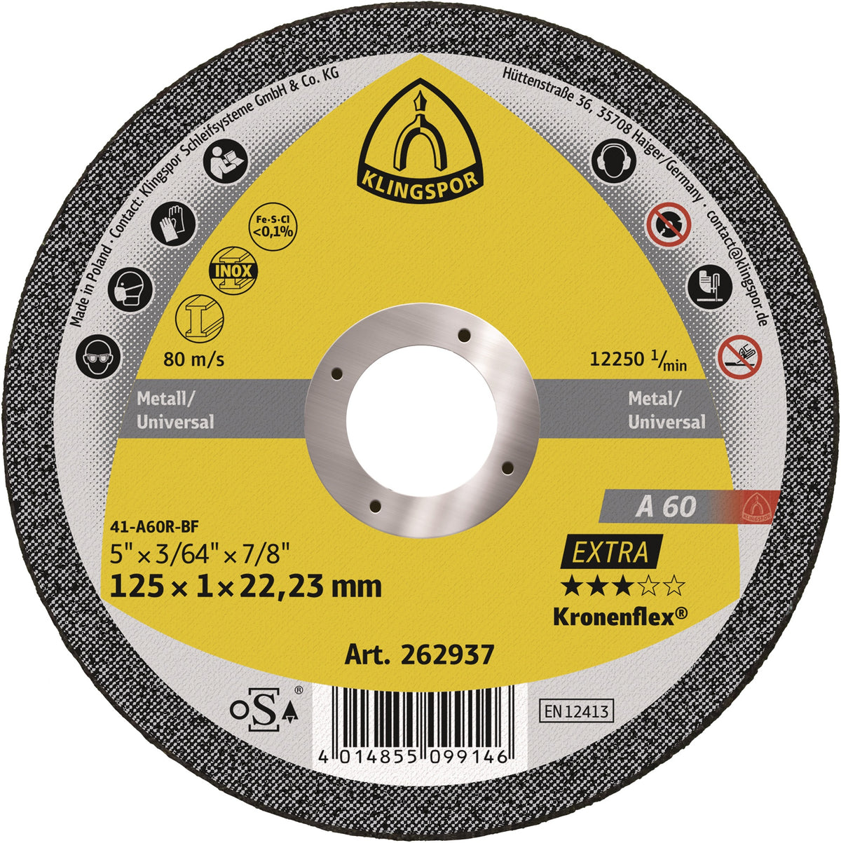 KLINGSPOR Trennscheibe A 60 Extra D115x1 mm INOX gerade