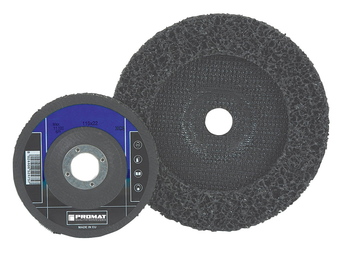 PROMAT Grobreinigungsscheibe Ø125 mm extra coarse – aggressive Reinigung für Stahl, INOX, Guss & Lack