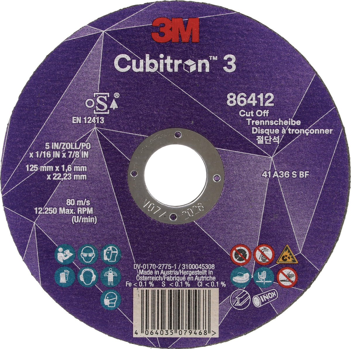 3M™ Cubitron™ 3 Trennscheibe 125 mm x 0,8 mm, 25 Stück, für Metall, Edelstahl, Aluminium