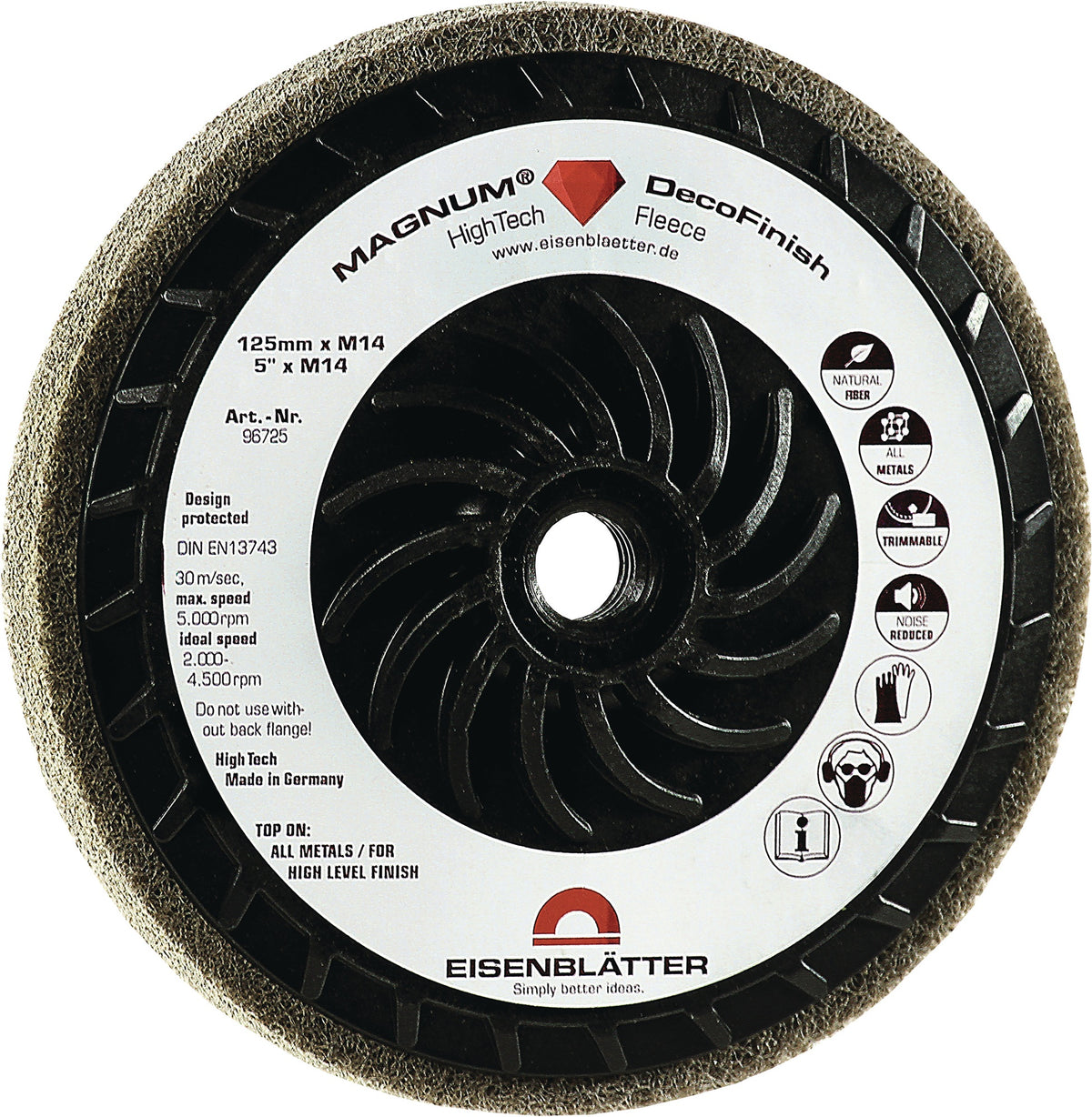 EISENBLÄTTER MAGNUM DecoFinish Kompaktscheibe Ø 125 mm M14 K.280-320 – 5 Stück