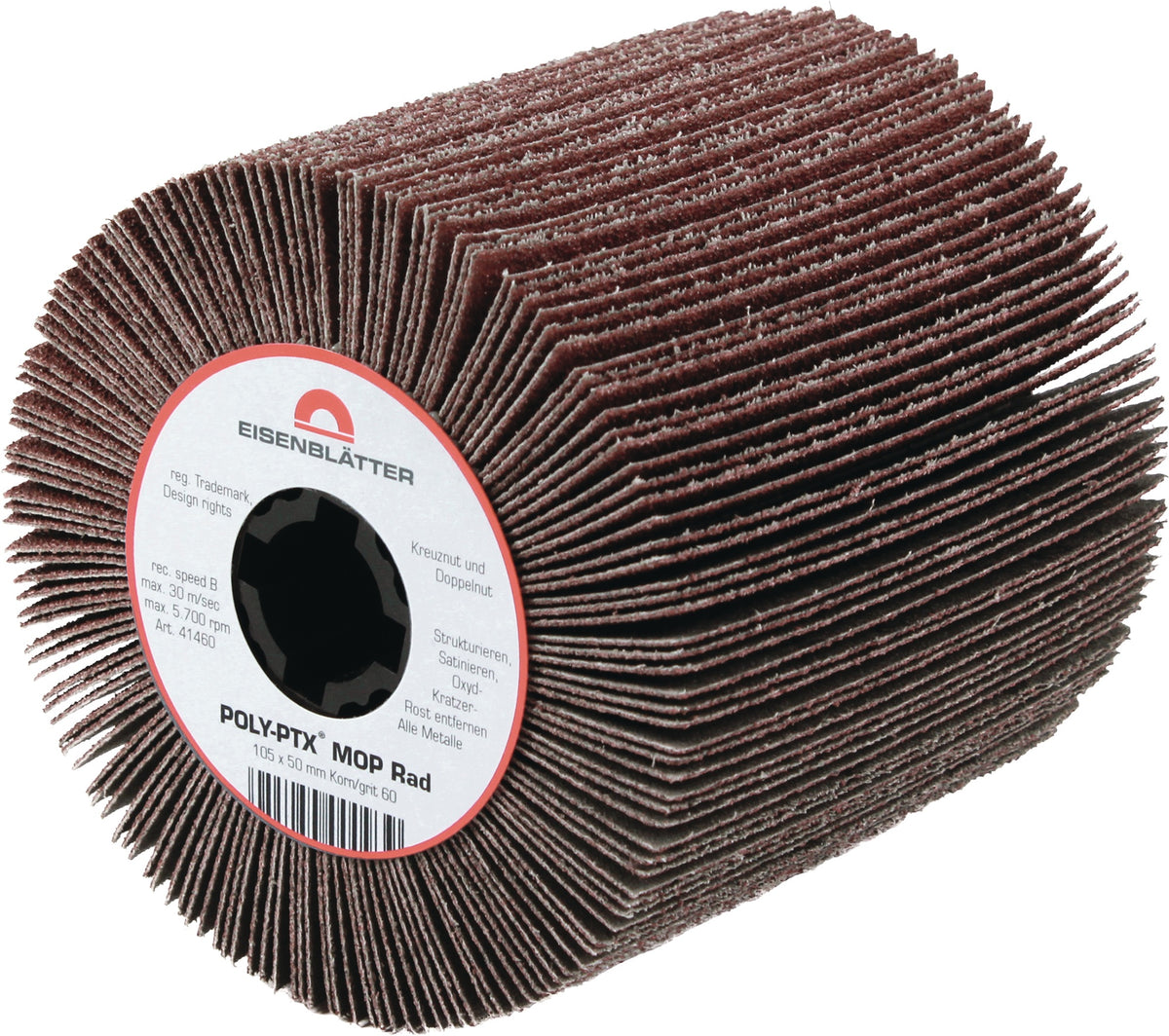 EISENBLÄTTER Satinierwalze POLY-PTX Mop Rad Edelkorund Ø105x100 mm