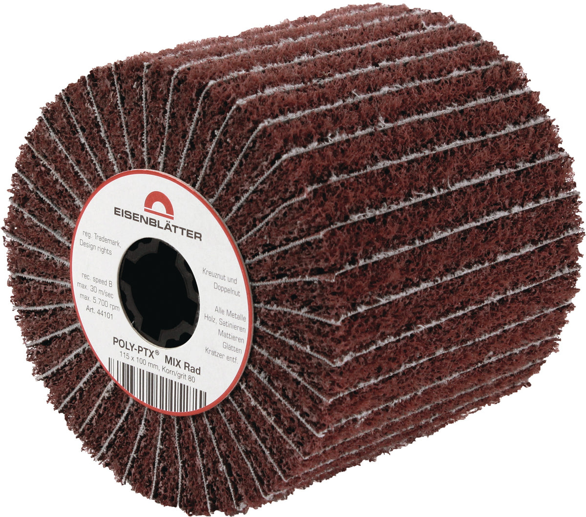 EISENBLÄTTER Satinierwalze POLY-PTX Mix Rad 60 grob Ø105x100 mm, 4er-Pack