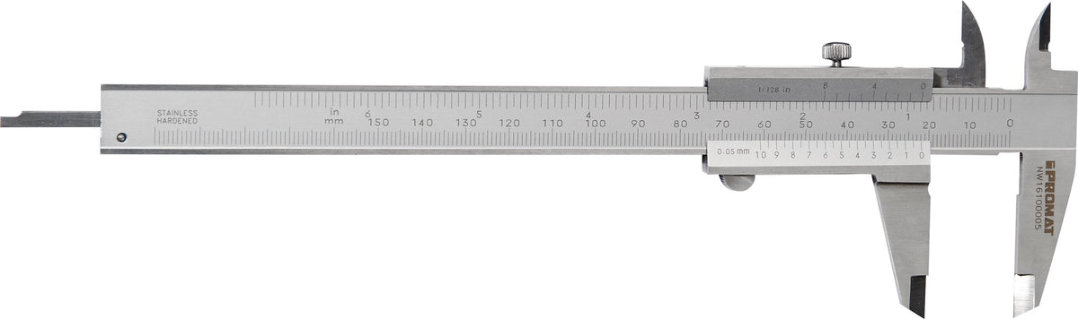 PROMAT Taschenmessschieber DIN 862 150 mm mit Schräreck für Linkshänder