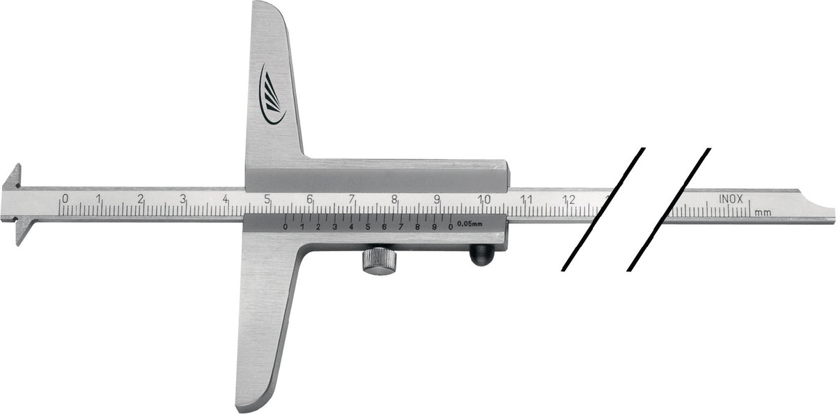HELIOS PREISSER Tiefenmessschieber 200 mm mit abgesetzter Messschiene 8 x 3 mm