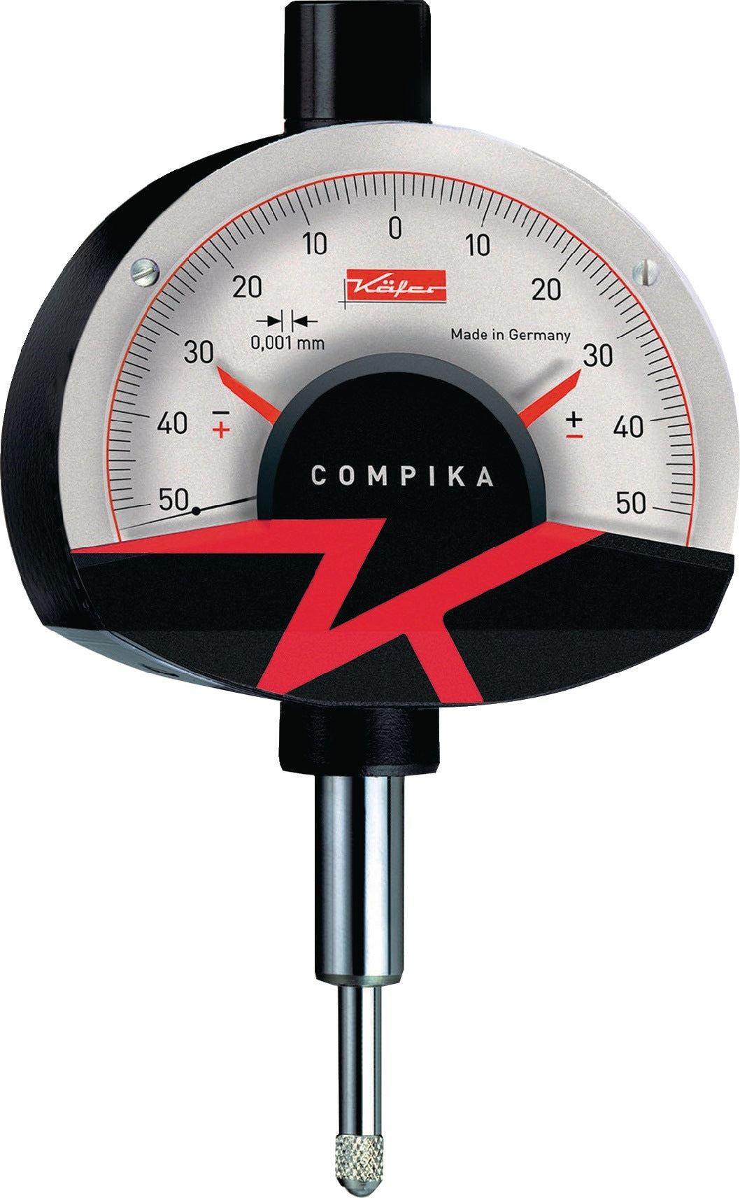 KÄFER Feinzeiger Compika 1001 WA, 0,1 mm Messbereich, Ablesung 0,001 mm, mit Stoßschutz, IP53