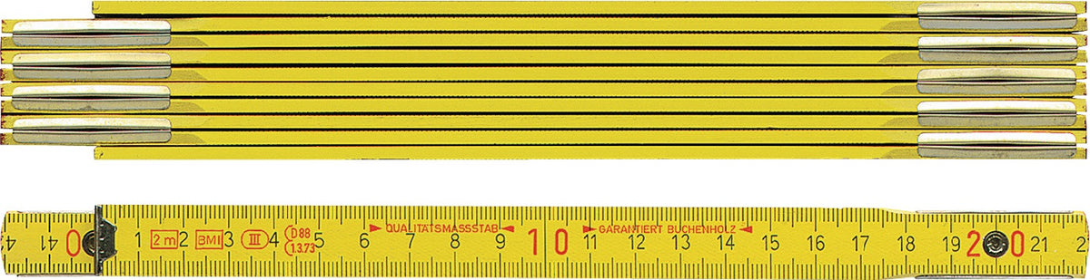 BMI Gliedermaßstab 1 m mm/cm EG III aus Buche, gelb – präzises Messen mit 6 Gliedern