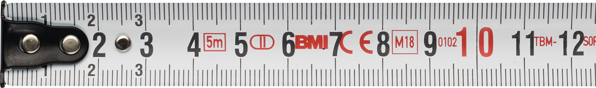 BMI Taschenrollbandmaß chrom 2 m, 16 mm Band, mm/mm Teilung, EG II Genauigkeit, Automatic