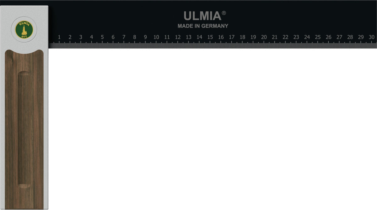 ULMIA Winkel Alu-Line 500 justierbar 90° mit Nussbaum-Einlage, 150 mm Schenkel, 105 mm Griff
