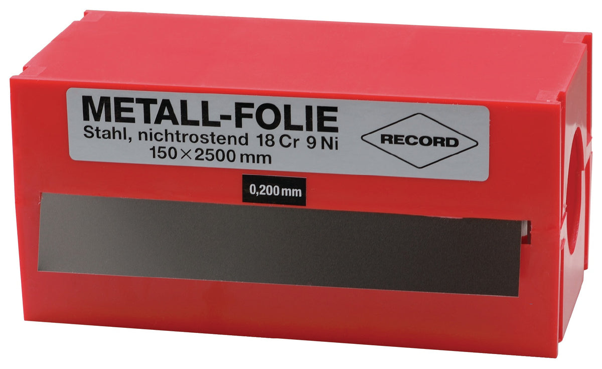 RECORD Metallfolie 0,300 mm Stahl 2500 x 150 mm Präzisionsfolie zum Justieren