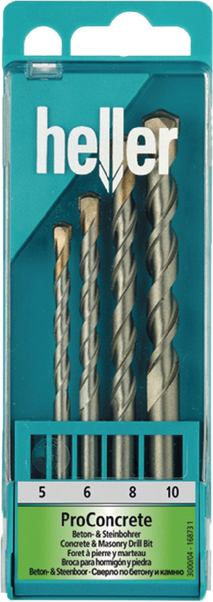 HELLER Beton- und Steinbohrer-Satz ISO5468, 5-teilig, Ø 4-10 mm, Hartmetall, Twinmax-G2