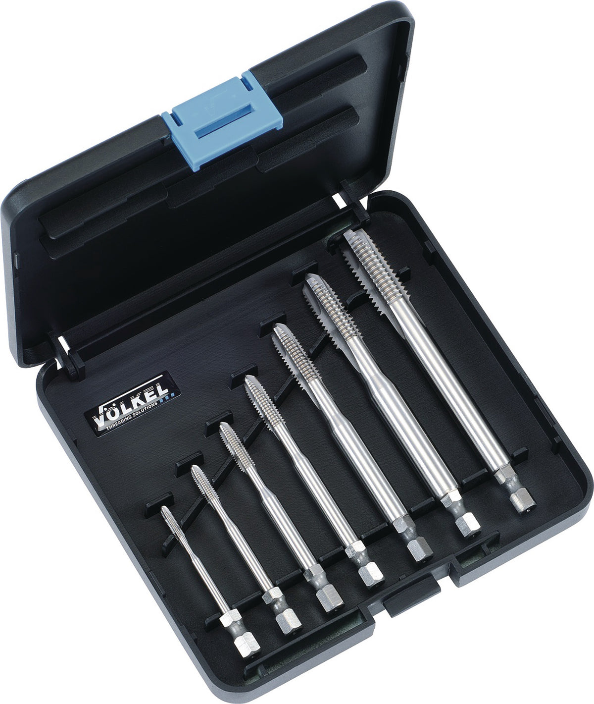 VÖLKEL Maschinengewindebohrer-Bit-Satz HSS-Co M3-M12 DIN 371/376 Form B im 7-teiligen Set
