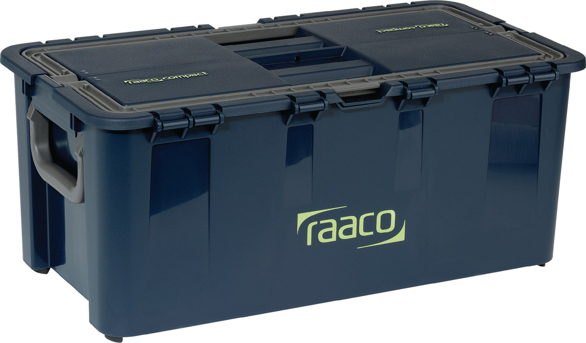 RAACO Werkzeugkoffer Compact 27 – 6 Einsteckfächer, 2 Schubladen, 30 kg Tragkraft, Polypropylen