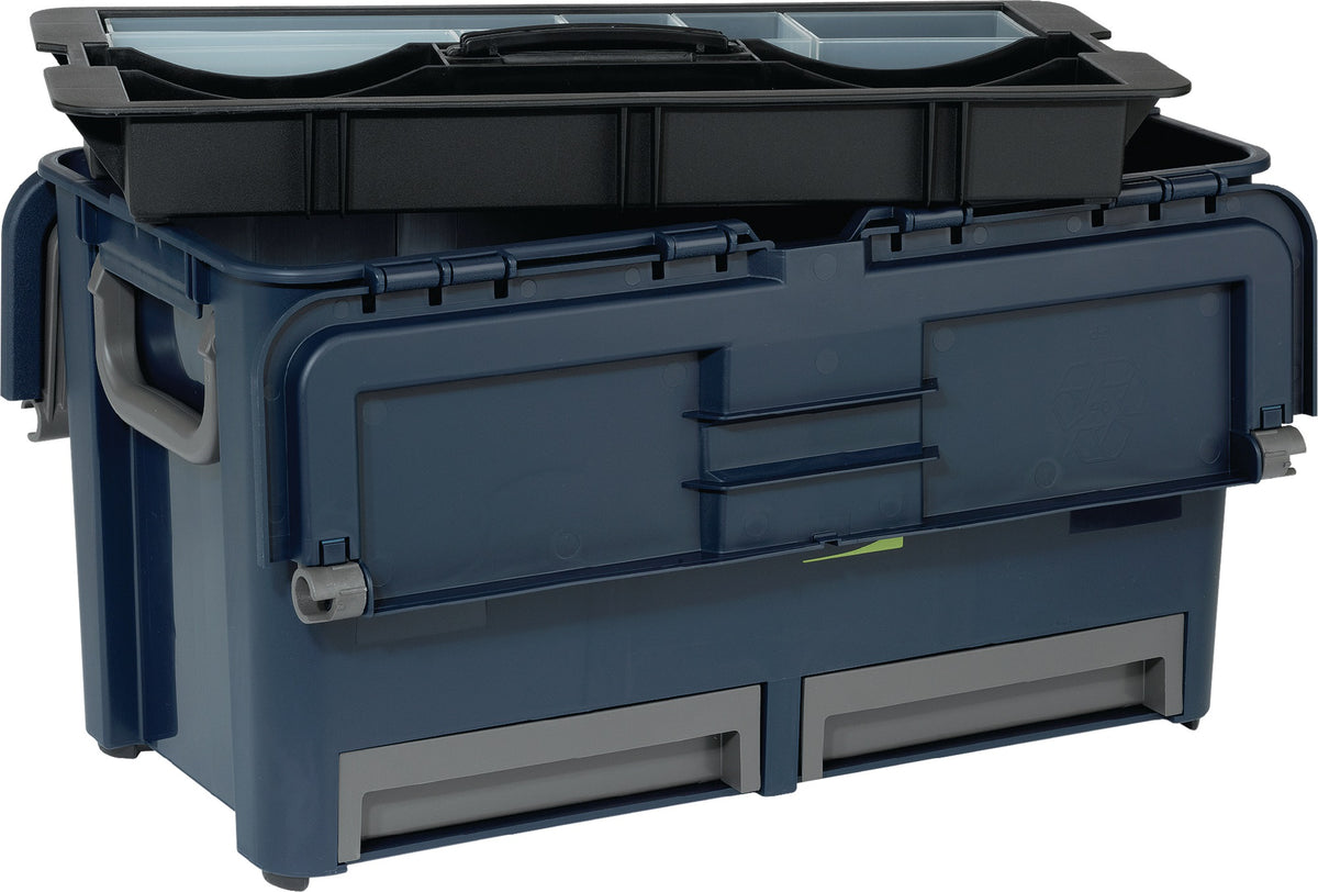RAACO Werkzeugkoffer Compact 27 – 6 Einsteckfächer, 2 Schubladen, 30 kg Tragkraft, Polypropylen