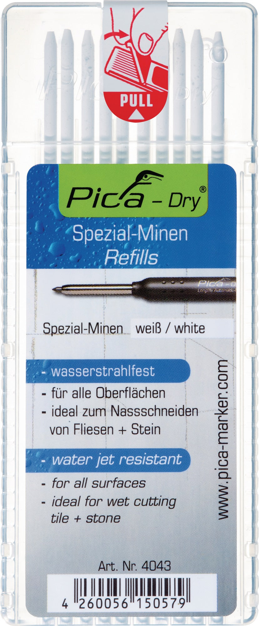 Pica-Dry Minenset 10x weiß wasserstrahlfest – Ersatzminen für Pica-Marker