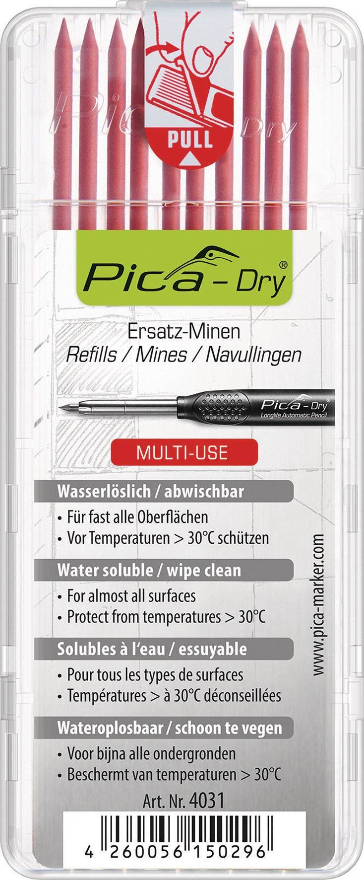 Pica-Dry Minenset 10x weiß wasserstrahlfest – Ersatzminen für Pica-Marker