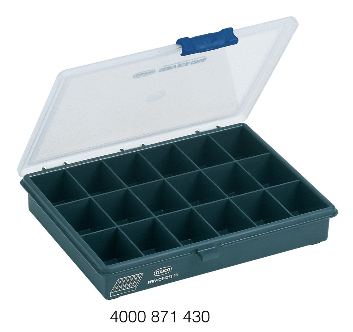 RAACO Sortimentskasten 175x143x32 mm mit 7 Fächern, transparent/dunkelblau