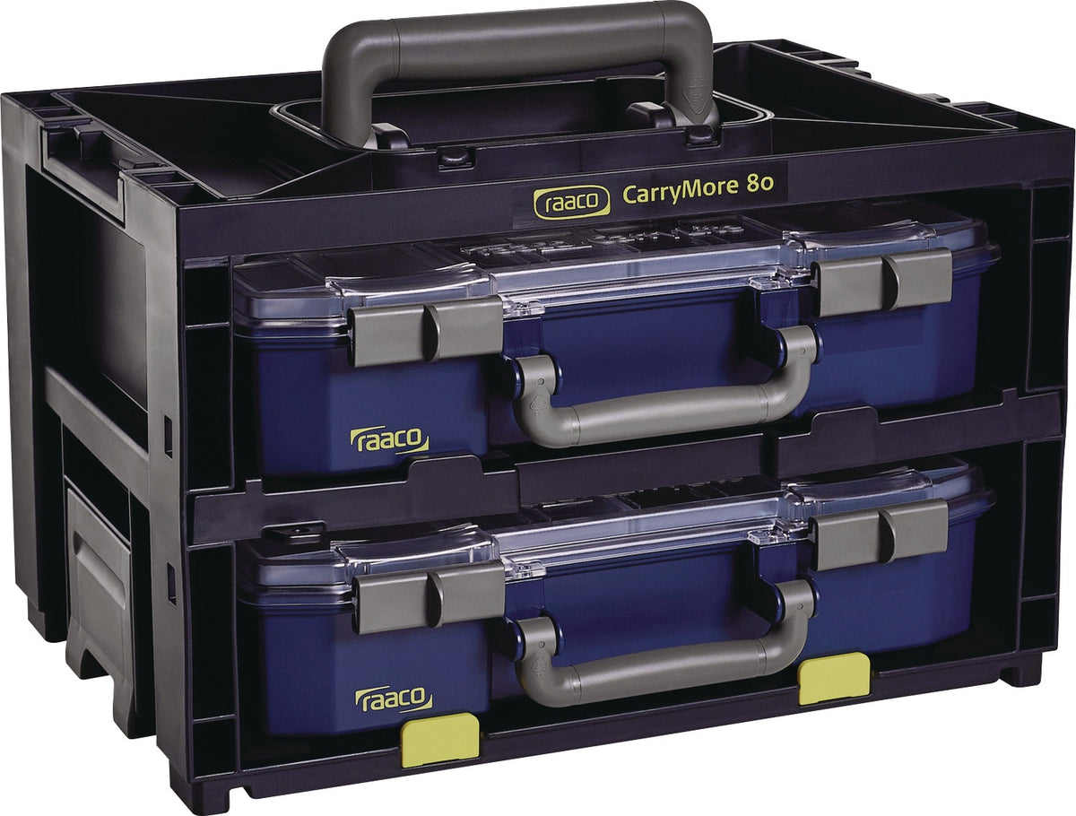 RAACO Sortimentskastentresor CarryMore 55 – 16 Fächer, 25 kg Belastbarkeit, mit Tragegriff