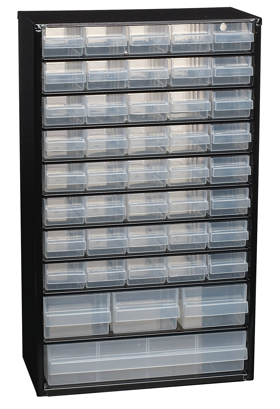 RAACO Kleinteilemagazin 34 Schubladen Stahlblech 306x150x420 mm schwarz/transparent