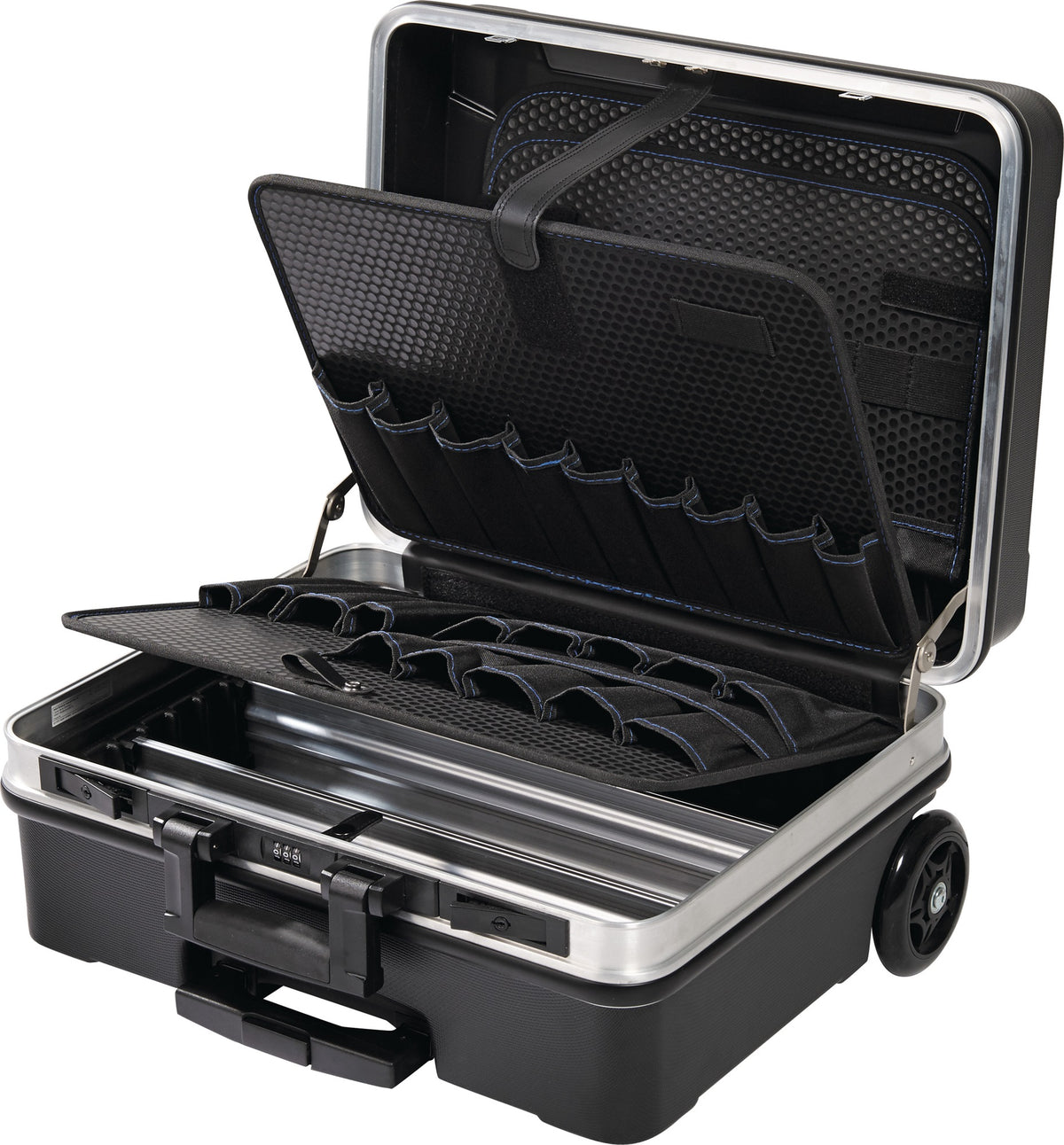 PROMAT Schalenkoffer rollbar 36 l ABS-Kunststoff mit Teleskopauszug und Zahlenschloss